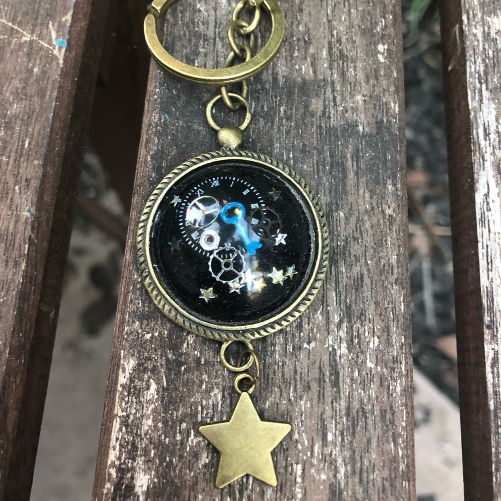 Doctor who space themed brass handmade keychain